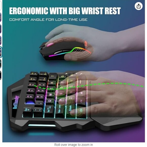 RedThunder Wireless One-Handed Gaming Keyboard - Picture 5 of 6